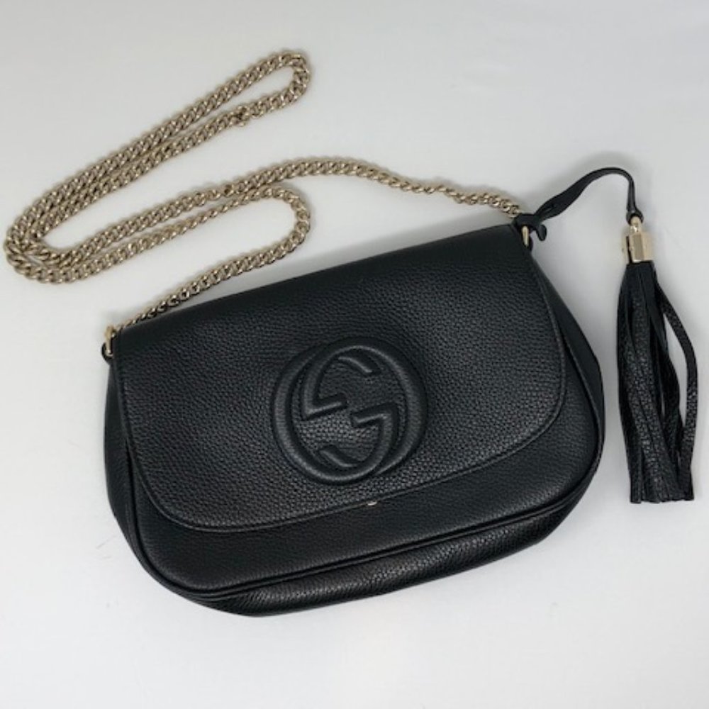 Gucci Black Clutch with Tassle and shoulder chain